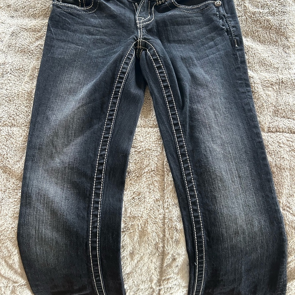 Miss Me Black Jeans with White Stitching